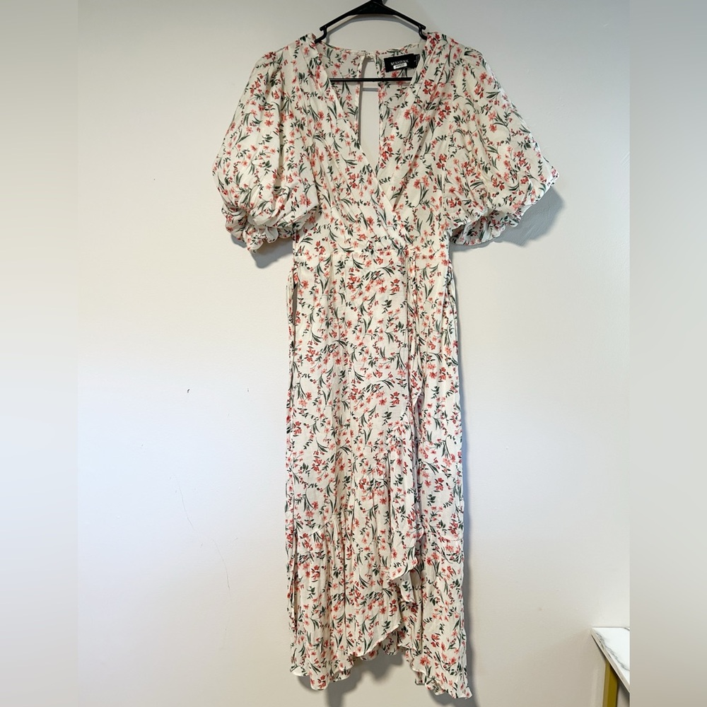 MinkPink KACEY PUFF SLEEVE MIDI DRESS, Size Small